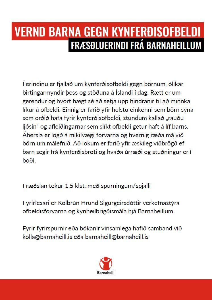 Barnaheill - fræðsla