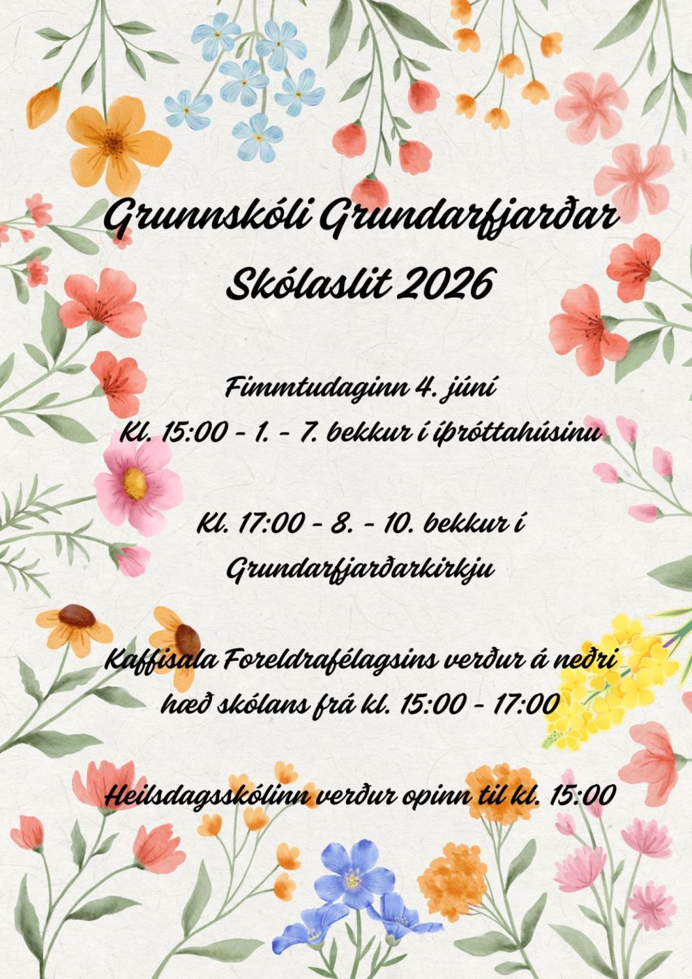 Skólaslit 4. júní 2026