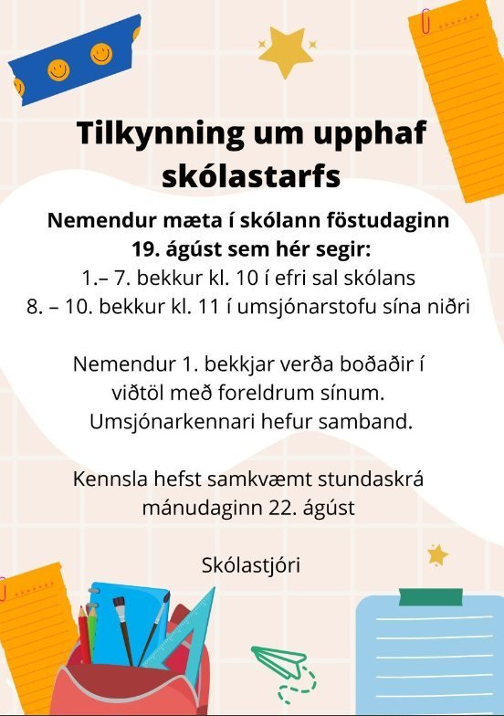 Upphaf skólastarfs