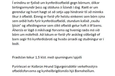 Barnaheill - fræðsla