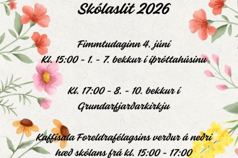 Skólaslit 4. júní 2026